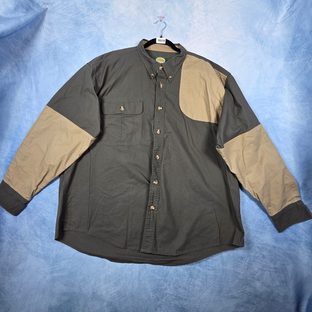 Cabelas Outdoor Gear Men 2XL Shooting Shirt Olive Tan Reinforced Long Sleeve